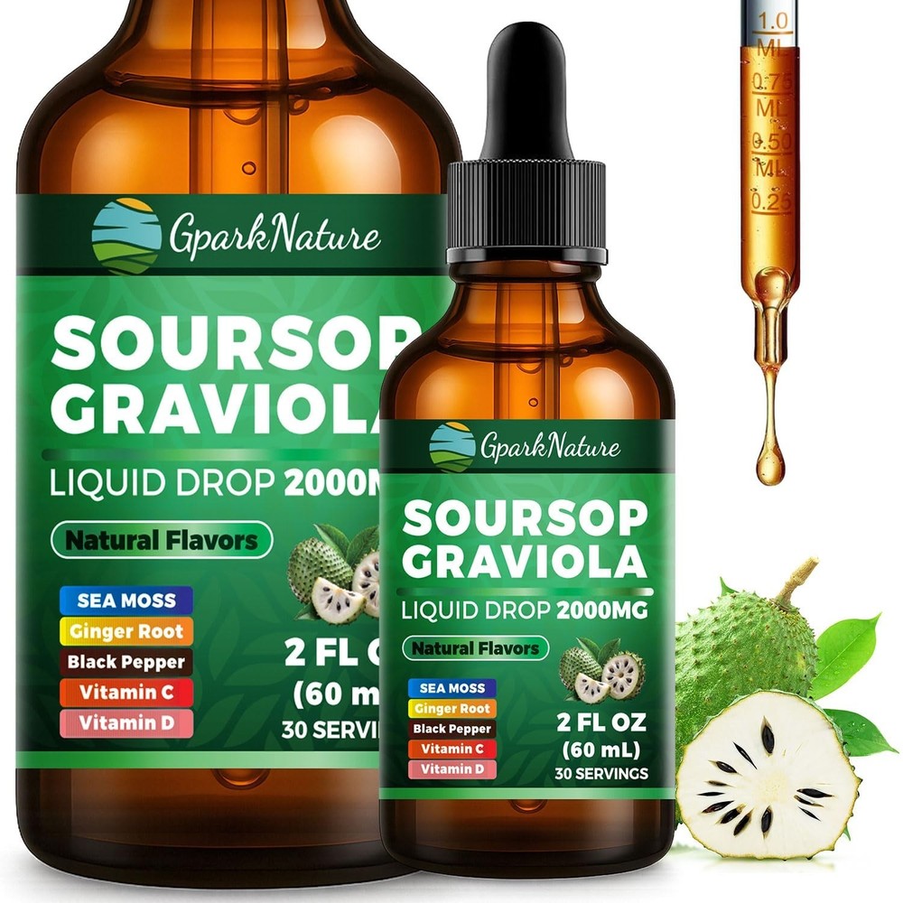 Soursop Drops 2000mg – Immune Boosting, Anti-Inflammatory, Digestive Support | N