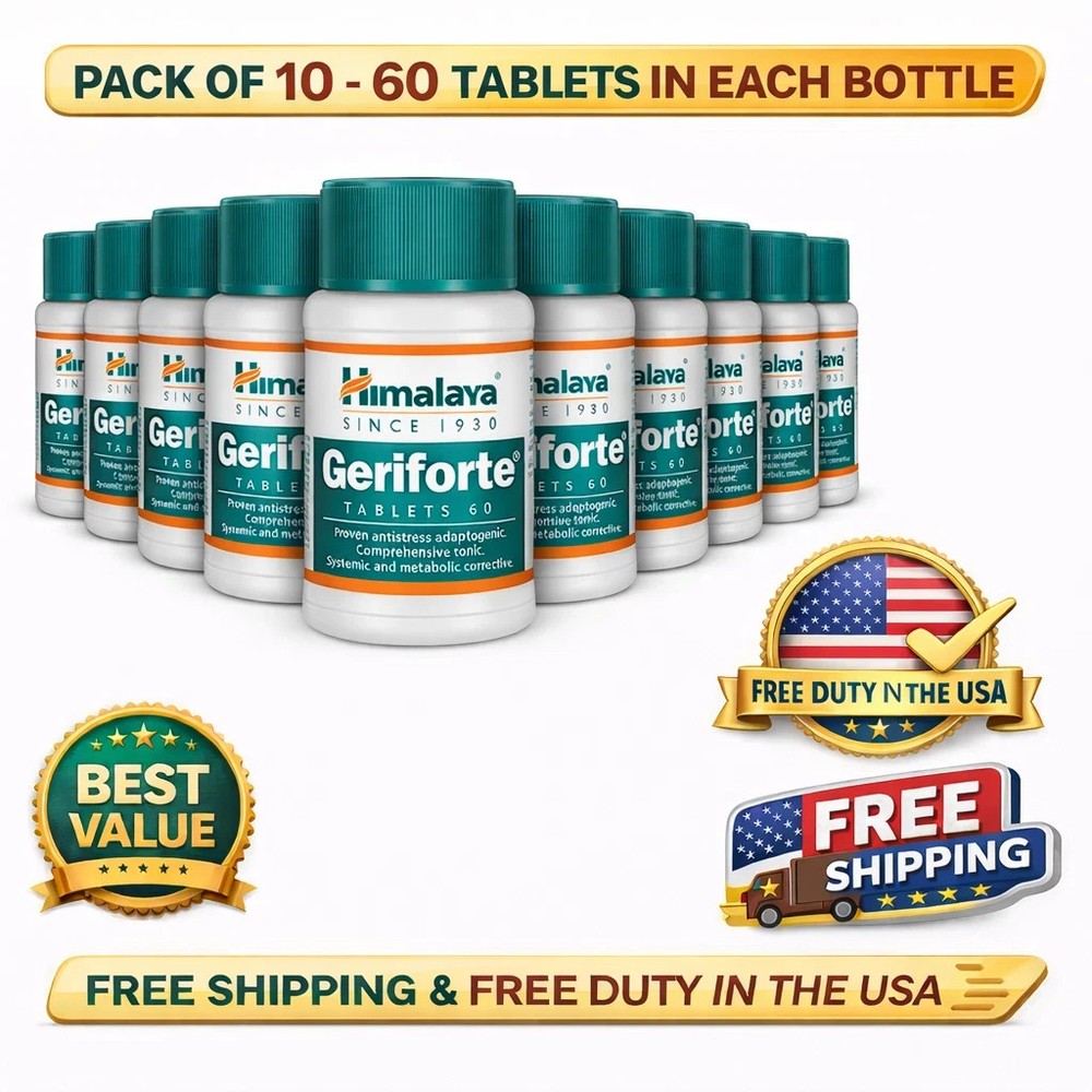 Himalaya Geriforte 60 Tabs x10 | Stress & Immunity Support | Exp 12/2028