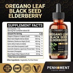 2900mg Oil of Oregano Drops with Black Seed Oil & Garlic | Immune Support, 2 Fl
