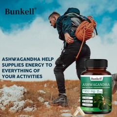 Organic Ashwagandha Capsules 1950mg Supplement w/ Black Pepper Root Powder