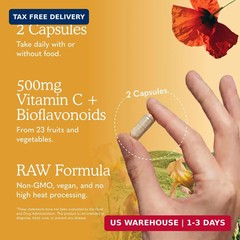 Garden of Life Vitamin Code Raw Vitamin C – 120 Capsules, 500mg Whole Food Vitam