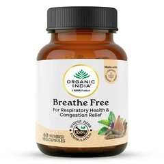 Organic India Breathe Free 60 Veg Capsules Ayurvedic Herbal Wellness 5 Pack