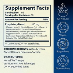 8-in-1 Mullein Drops for Lungs & Airways – Peppermint, Thyme Extract, Detox, GMO
