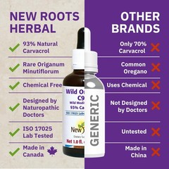 New Roots | Wild Oregano Oil Drops, C93 | 93% Carvacrol 1 Fl Oz (Pack of 1)