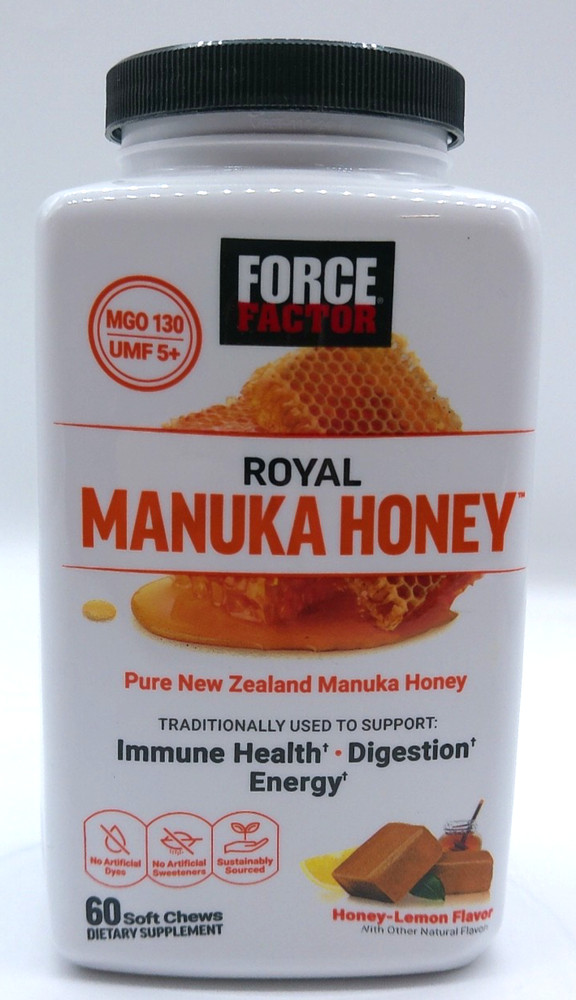 Force Factor Royal Manuka Honey, 60 Soft Honey-Lemon Chews, Exp 3/27
