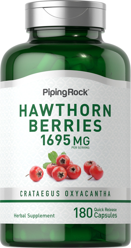Hawthorn Berry Capsules 1695mg | 180 Count | Extract | Non-GMO | by Piping Rock