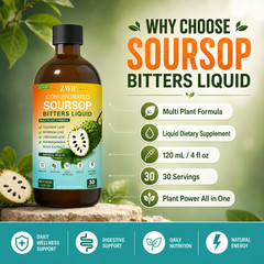 Soursop Leaf Liquid Supplement – Daily Botanical Drops Formula with Moringa Leaf
