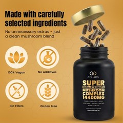 Super High-Strength 8-in-1 Mushroom Complex • 14400 Mg • 20:1 Extracts • UK Made
