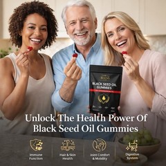 Black Seed Oil Gummies Sugar Free, 90 Gummies, High Potency, Black Cumin, Vegan