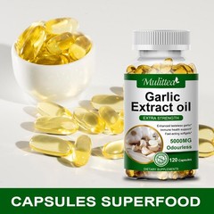 Garlic Oil 5000mg, Odorless Garlic 500:1 Extract,, Natural,120-600 Caps