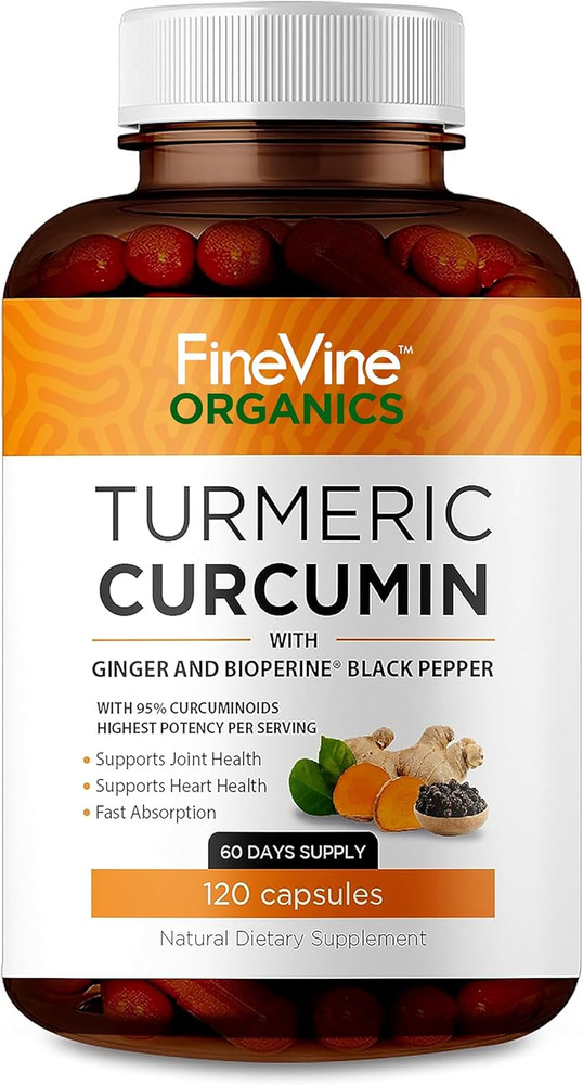 Turmeric Curcumin with Bioperine Black Pepper and Ginger – Made in USA – 120 Veg