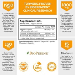 Turmeric Curcumin Max Potency 95% with Bioperine Black Pepper 1950Mg 60 Capsules