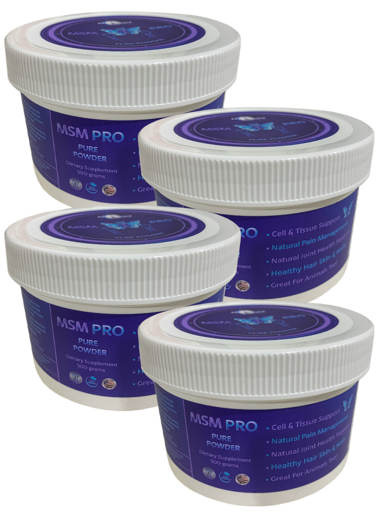 MSM Pro Powder (4) 500gm – 4.4 lb – Made in the USA! By Pro Image Int’l