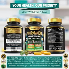 Tenmido Wormwood Capsules Supplement for Men and Women, 150 Count (Pack of 1)