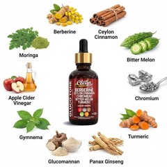 Berberine Supplement Liquid Drops with Ceylon Cinnamon Oil Bitter Melon Extract