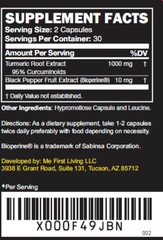 Me First Living Standardized Turmeric 1000 mg 95% Curcuminoids, 10 mg Bioperine