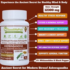 Best Ashwagandha 12300 mg with 5% Withanolides & Black Pepper-90ct Max Benefits