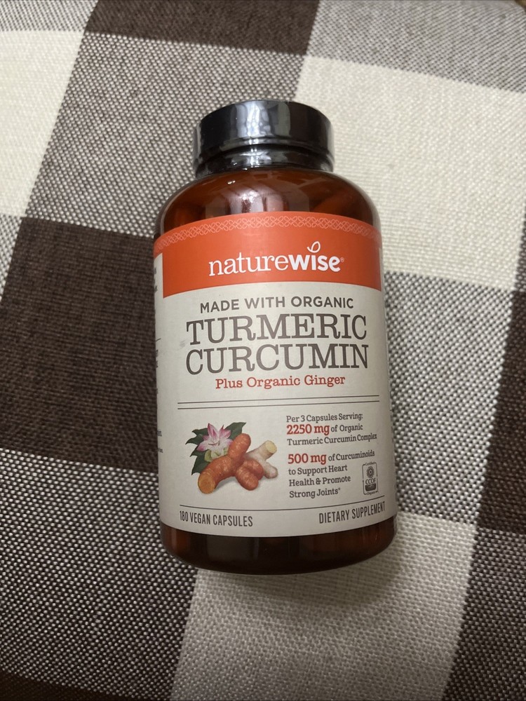 Naturewise Organic Turmeric Curcumin, 180 Capsules , 2250 Mg, Exp: 05/2028