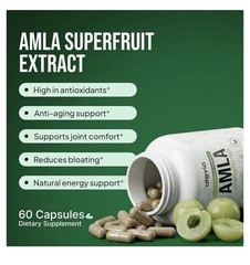 Amla Capsules 1000mg Organic Indian Gooseberry 60 Count Ayurvedic Alevia Fruit