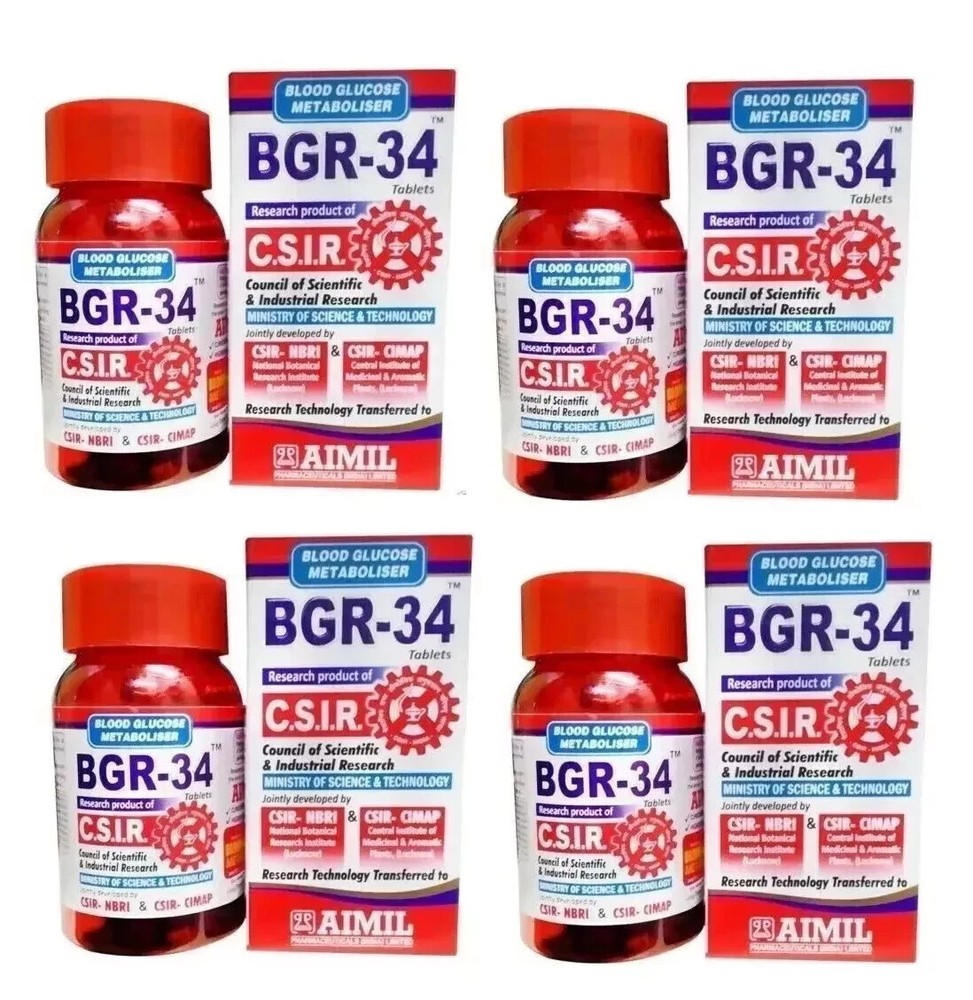 4 x Aimil BGR-34 100 Tablets Each (Box of 4 x 100 = 400 Tablets) Free Shipping