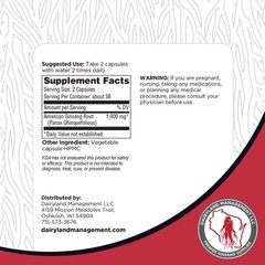 Dairyland American Ginseng Capsules 75 ct 2000 mg – Concentrated Wisconsin Gi…