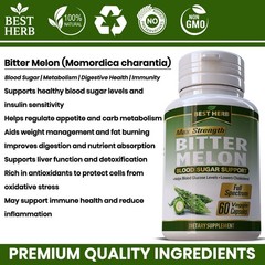 BITTER MELON PILLS BLOOD SUGAR GLUCOSE LEVEL CAPSULES IMMUNE SUPPORT CHOLESTEROL