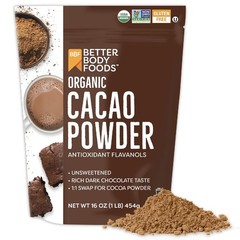BetterBody Foods Organic Cacao Powder, Rich Chocolate 16 Ounce (Pack of 1)