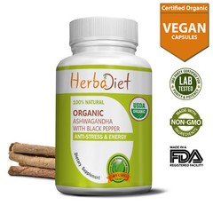 Organic Ashwagandha Root Capsules HIGH ABSORPTION Stress Fatigue Anxiety Relief