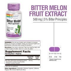 Solaray Bitter Melon Fruit Extract 500mg 5% Bitter Principles | 60 VegCaps