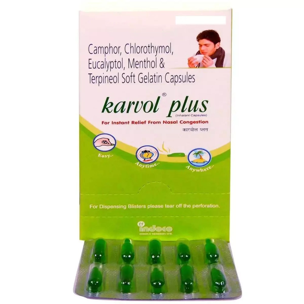 Karvol Plus (60 Capsules) Clears Blocked Nose & Relieves Local Irritation Cold