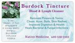Burdock Tincture: Removes Toxins, Clears Skin of Acne, Boils & Rashes -Effective