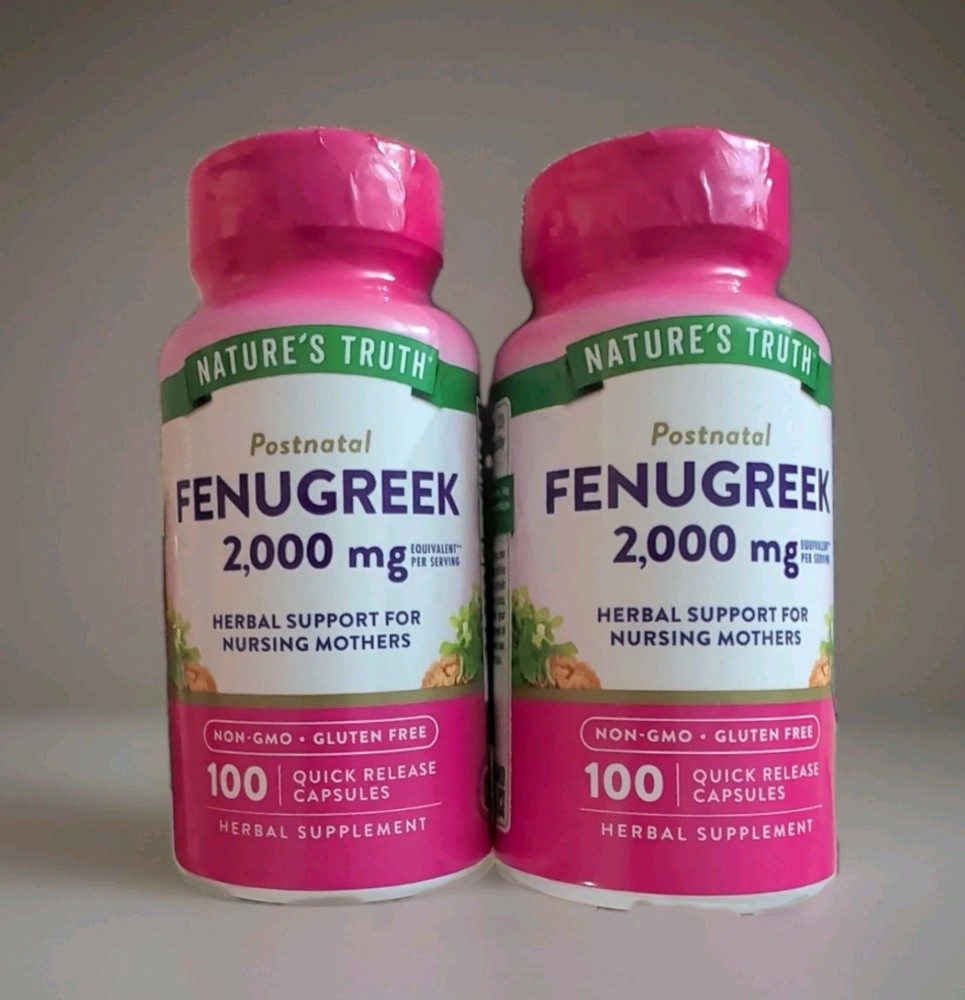Lot of 2 Natures Truth Fenugreek Seed 2000mg 100 Caps x2 Nursing Breastfeed 7/26