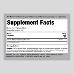 Organic Spirulina Tablets | 1000mg | 300 Count | Vegetarian | by Piping Rock