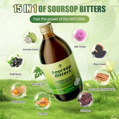 2/8 Fl Oz Soursop Living Bitters/Parasite Cleanse Tincture – Gluten-Free Organic