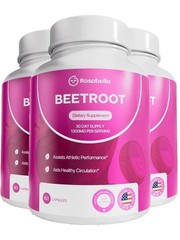 3 Pack Rosabella Organic Beetroot 1300mg Caps Blood Flow Heart Support