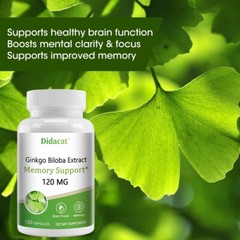 Ginkgo Biloba 120 Mg Capsules Support Brain Health Boosts Mental Clarity & Focus