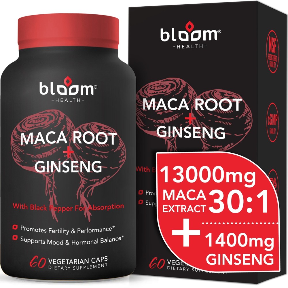 Maca + Ginseng Highest Potency Available 14,400mg Supports Desire Stamina – 60CT