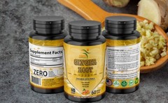Ginger Root Powder 60 Capsules (Zingiber officinale) All Organic USA