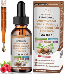 Black Walnut Wormwood Black Seed Oil Cleanse Tincture, 23-in-1 Gentle Gut Detox