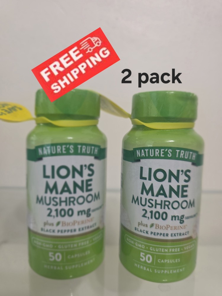 Lion’s Mane Mushroom Capsules 2100mg-50 Count | Vegetarian Nature’s Truth. 4/27.