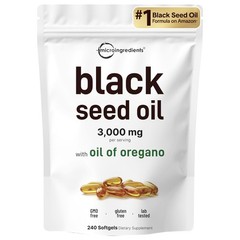 Micro Ingredients Black Seed Oil Softgels, 3,000mg, 240 Count | 2-in-1 Formul…