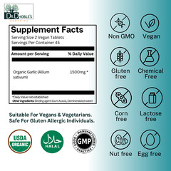Garlic Tablets • Pills Alternative to Capsules • Garlic Supplement • 90 Tablets