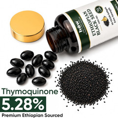 Black Seed Oil Capsules 1000mg 5.28% TQ Cold Pressed Vegan 90 Softgels
