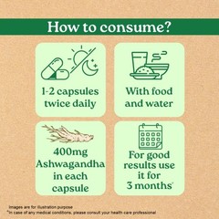 Organic India Ashwagandha 60 Veg Capsules 400mg Ayurvedic Herbal 5 Pack Energy