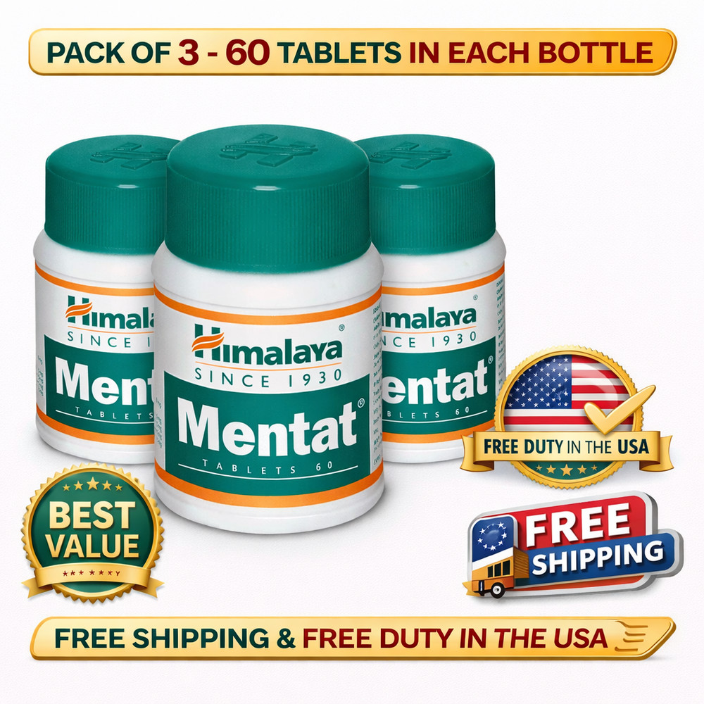 Himalaya Mentat Tablet Pack of 3 | Herbal Brain Support | Exp 09/2028 | Natural
