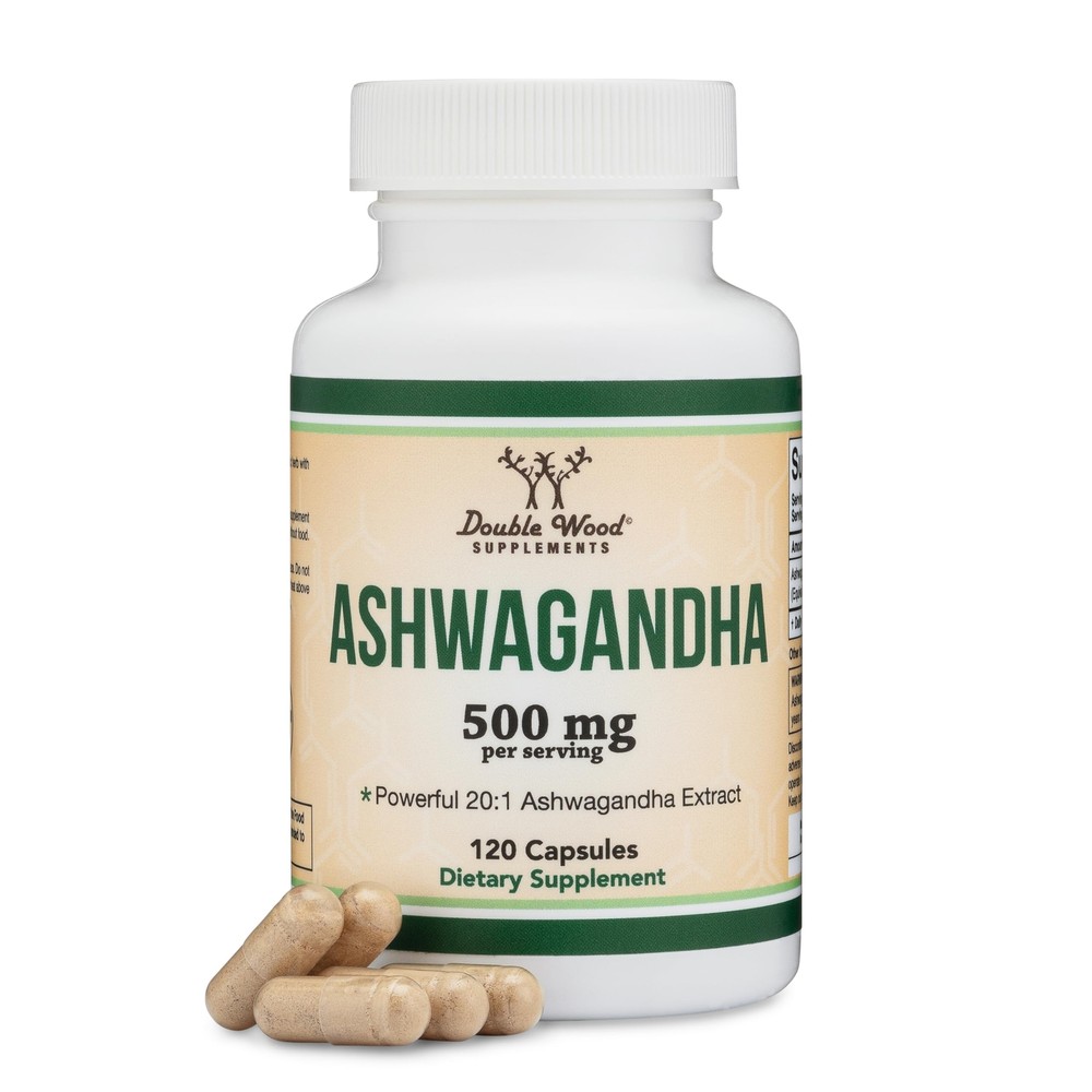 Ashwagandha Capsules 500mg, 120 Count – Adaptogen Stress Relief (20:1 Potency)