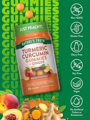 Nature’s Truth Turmeric and Ginger Gummies | 70 Count | Peach Flavor | Vegan, No