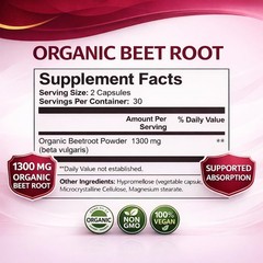 Purely Natural,60-Counts, 1~3 PACKS Beravia Organic Beet Root Capsules