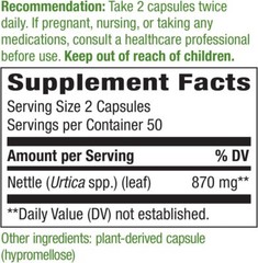 Nature’s Way Stinging Nettle Leaf 870mg 100 Caps