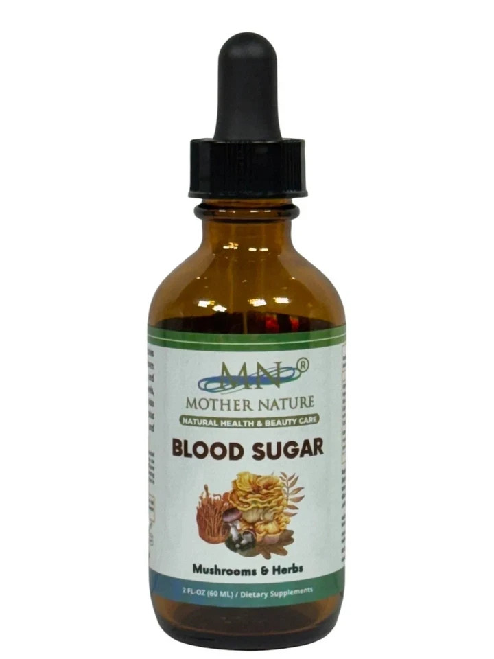 Organic Blood Sugar Support Tincture Mushrooms & Herb Liquid Drop Glucose Health